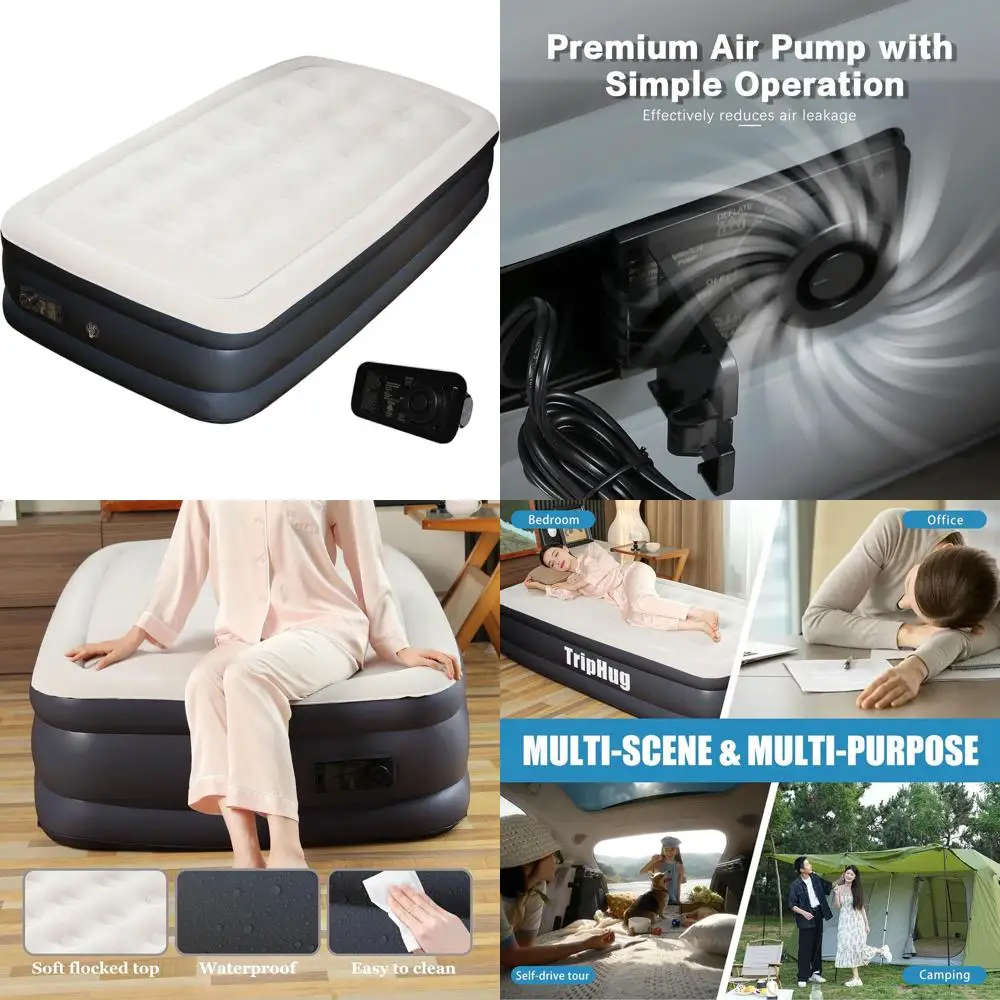 

Портативный двухнадувной матрас с быстрой накачкой, высота 18, поддерживает 650 фунтов, идеально подходит для кемпинга, дома и путешествий.