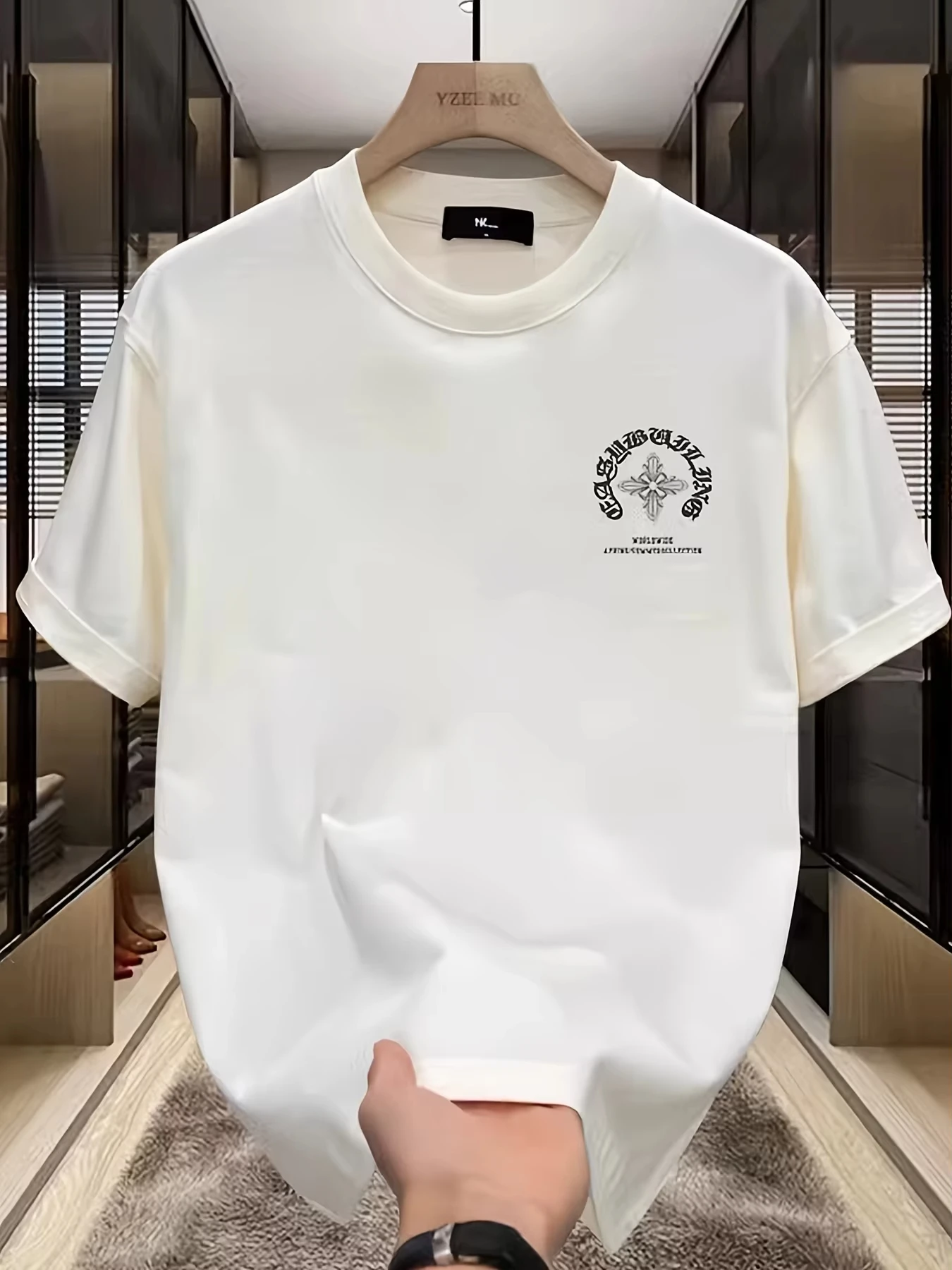 New Men's Luxury 250g 100% Pure Cotton T-Shirt, Summer Fashion Casual Breathable Short-Sleeve Shirt for Men and Women