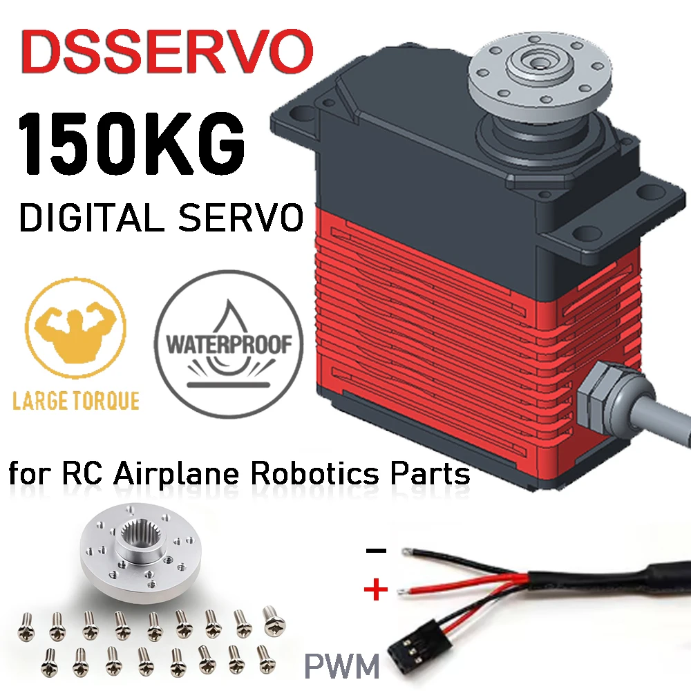 

DSservo DES150-12V/24V 150KG Metal Digital Servo Brushless Motor High Speed Torque 180/270 Degree Waterproof for RC Plane Robot