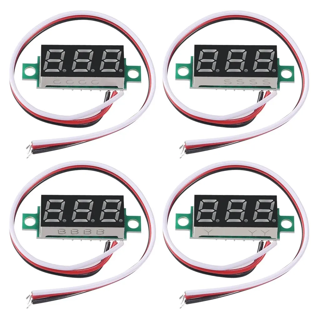 Mini voltímetro digital de 4 piezas, 0,28 pulgadas, tres líneas, 0-100 V, medidor de voltaje digital, panel de pantalla LED, voltímetro