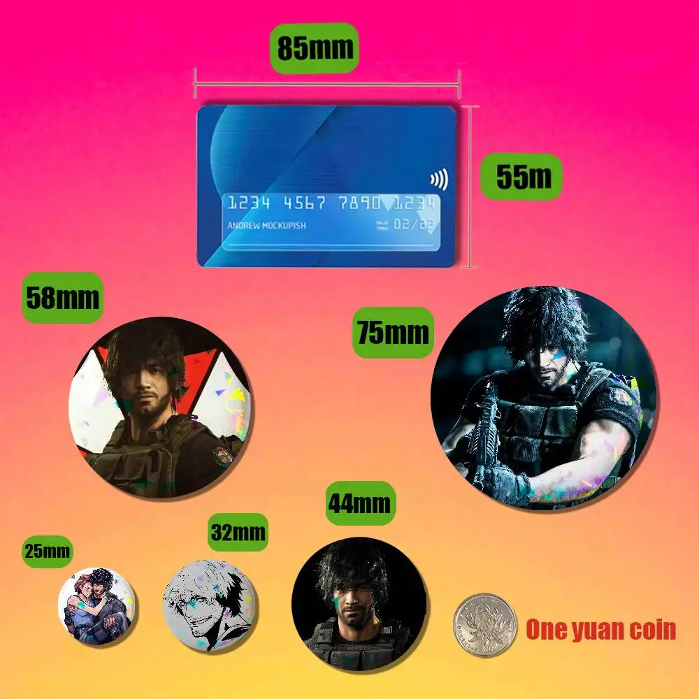 For Resident Evil Carlos Oliveira Badge Cover Custom Pin Insignia Emblem Round 32mm Button Hats Laser Film
