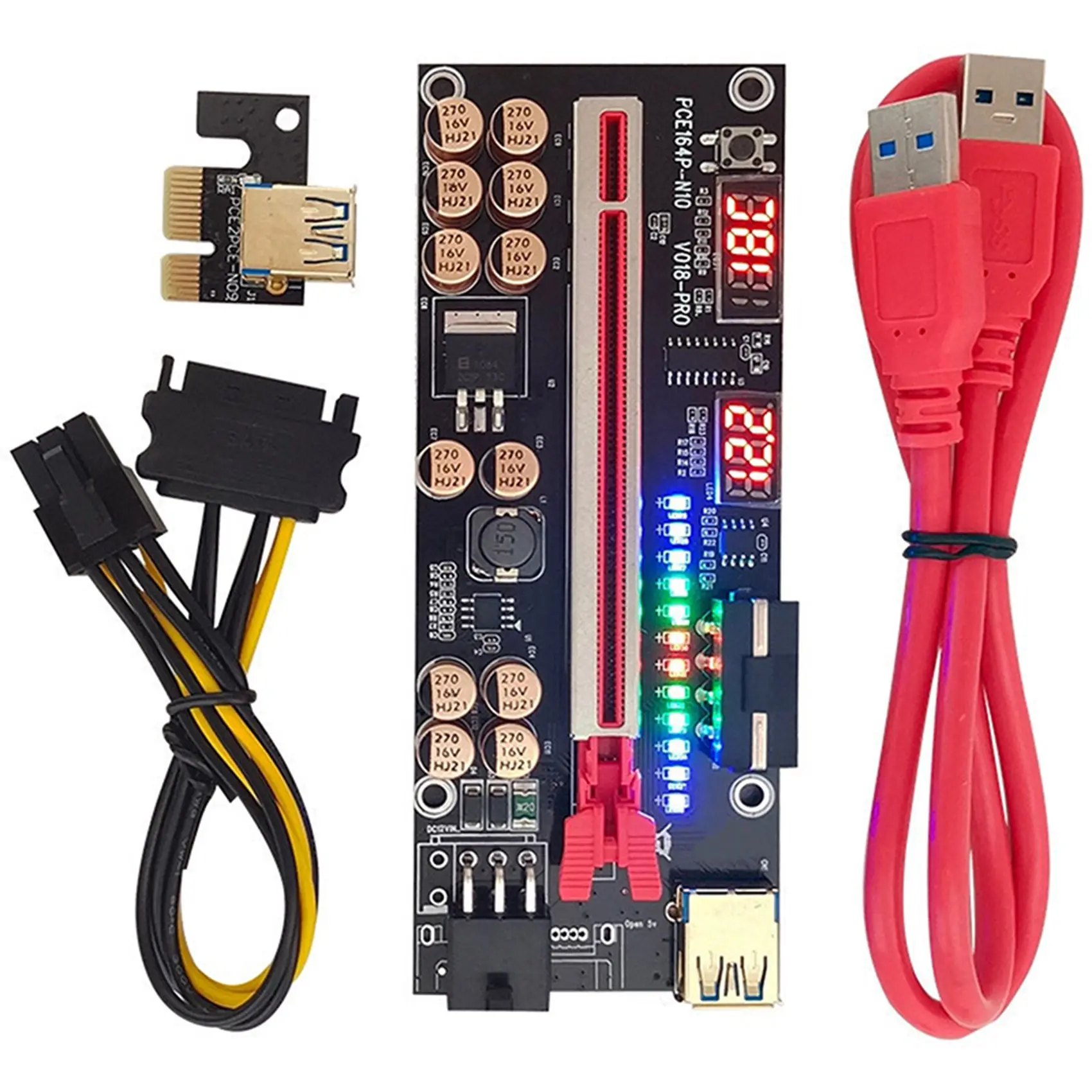 Imagem -03 - Pci-e Riser Card Cabo de Extensão Ver018 Pro Usb 3.0 Pcie 1x a 16x Cabo Adaptador 12 Pcs