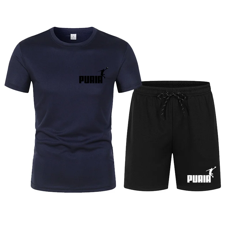 

Men's two-piece sportswear breathable quick drying short sleeved T-shirt pants set running fitness 2026 summer big discount