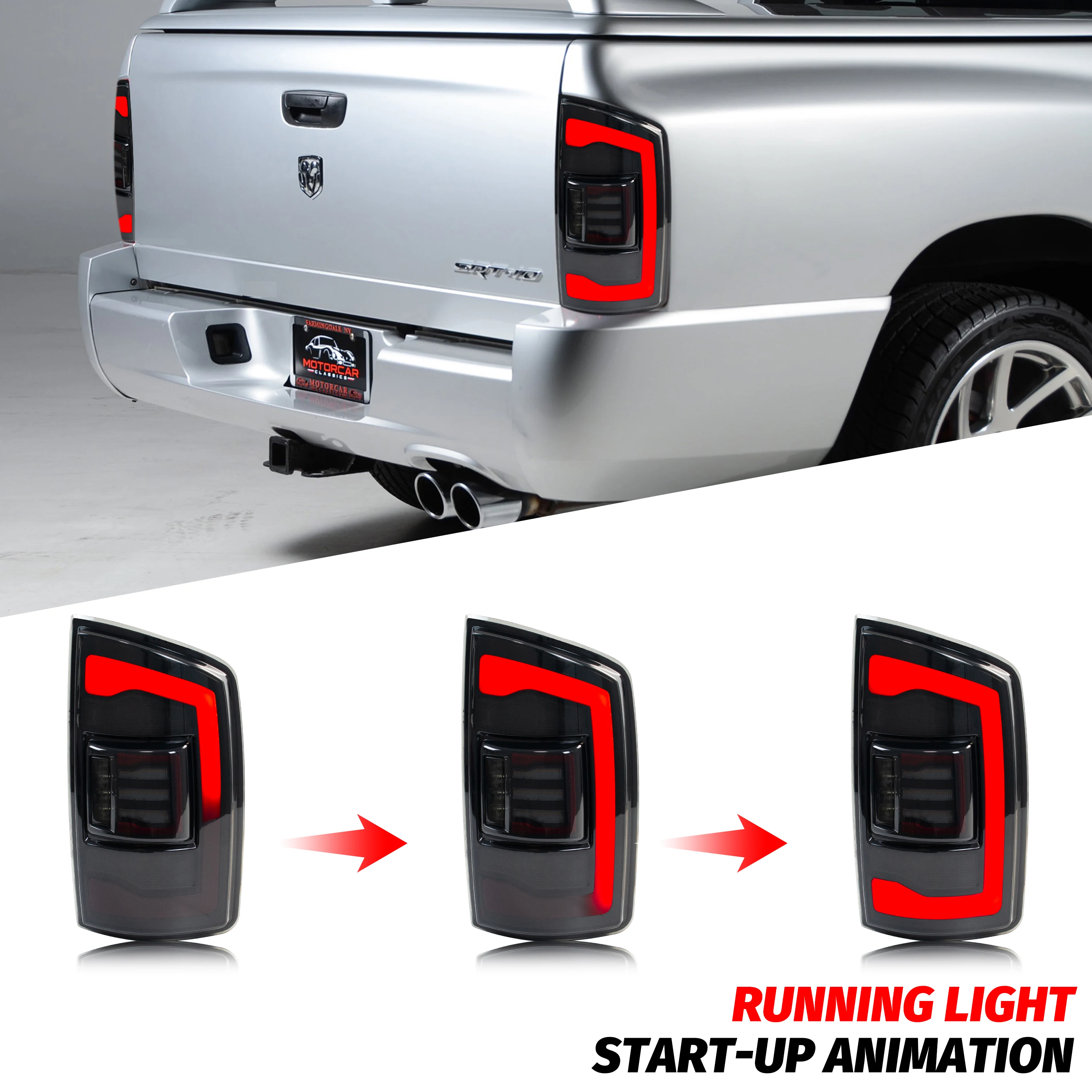 LED G30 Tail Lights for Dodge Ram 1500 2500 3500 2002-2005 3rd Gen Rear Lamps Start-up Animation Sequential Turn Signal Assembly