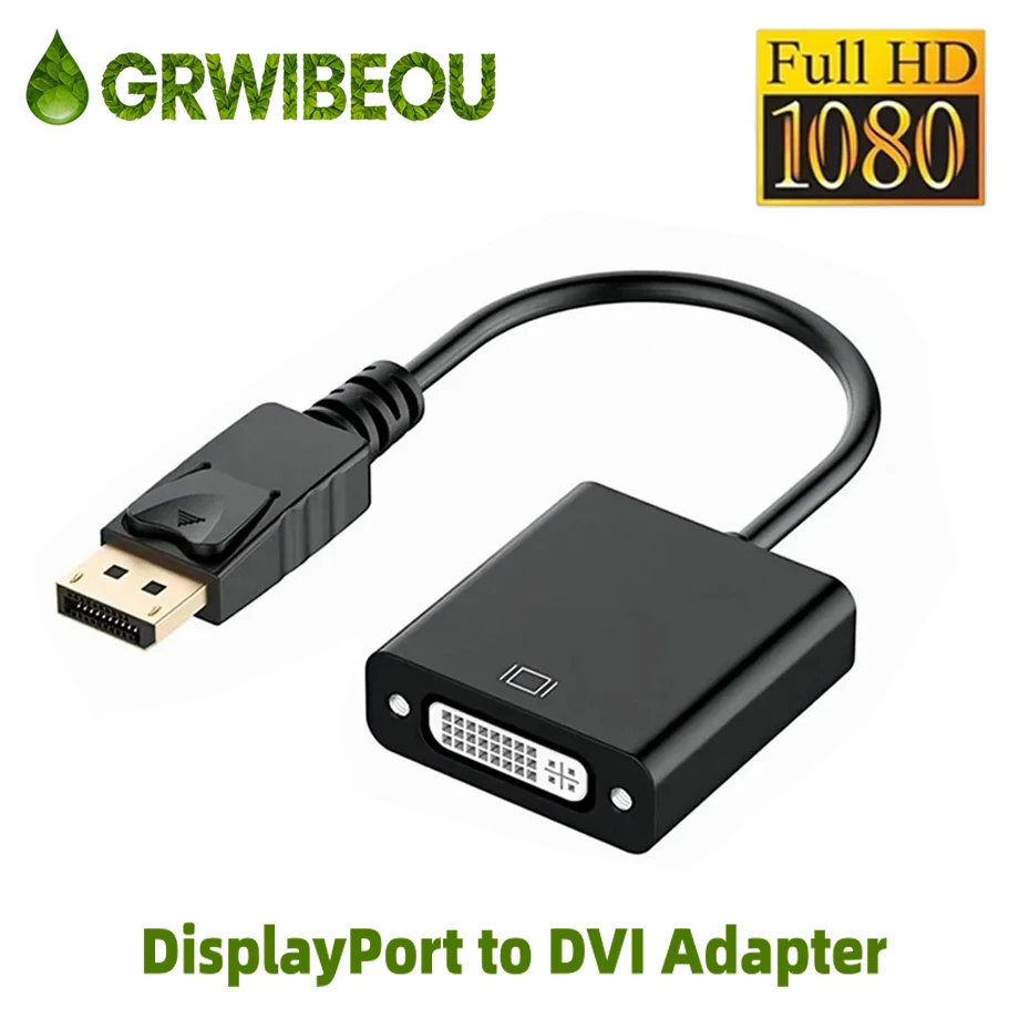 

DisplayPort to DVI Cable Adapter DP to DVI Converter HD 1080p Male to Female For PC Laptop HDTV Monitor Projector