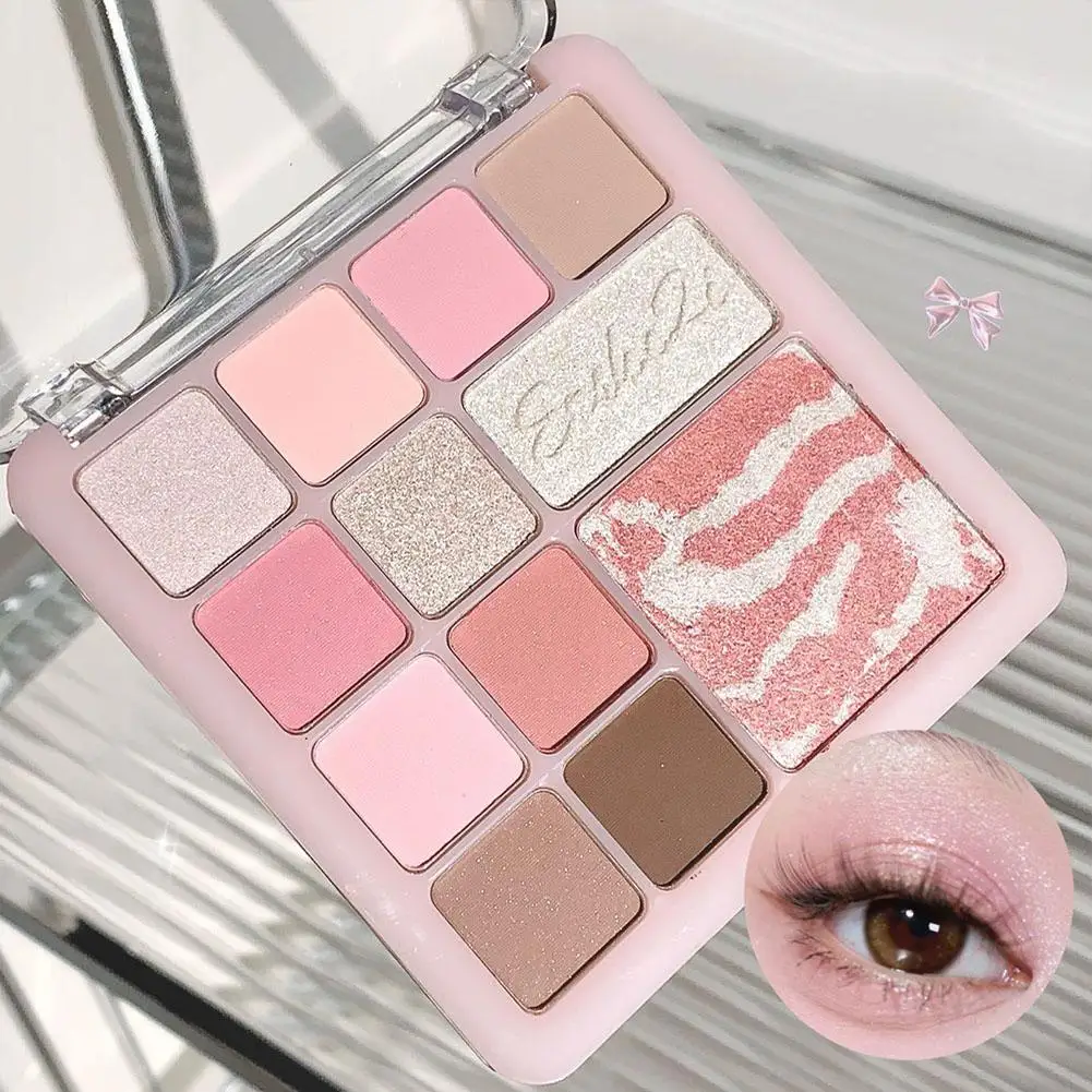 블러링 블러쉬 팔레트, 한국 소녀 메이크업 올인원 페이스 팔레트 (매트, 쉬머, 글리터 포함) - 볼, 아이섀도우, 하이라이트용