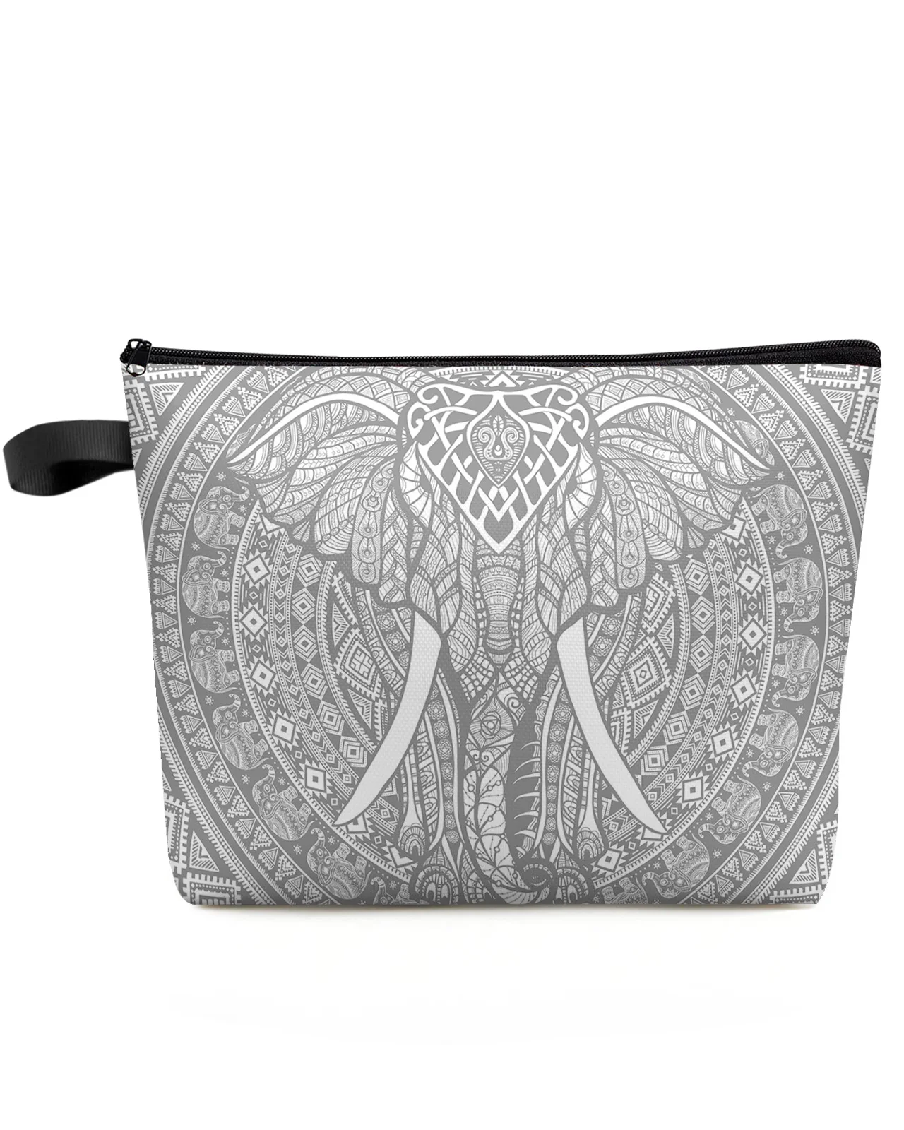 

Вместительная дорожная косметичка с рисунком мандалы, слон, серая, Портативная сумка для хранения косметики, Женская водонепроницаемая косметичка-карандаш