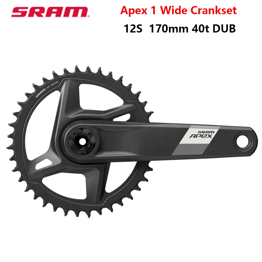 

Широкий шатун SRAM Apex 1, FC-APX-1W-D1, 12S, 170 мм, 40 т, прямой монтаж (DM), звездочка для шоссейного велосипеда, 1 шатуны DUB