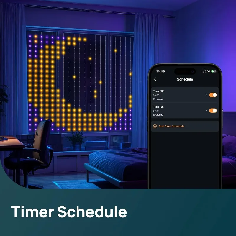 أضواء الستار الذكية عيد الميلاد LED سلسلة أضواء الجنية APP التحكم DIY نمط اللون لغرفة النوم في الهواء الطلق داخلي زينة عيد الميلاد