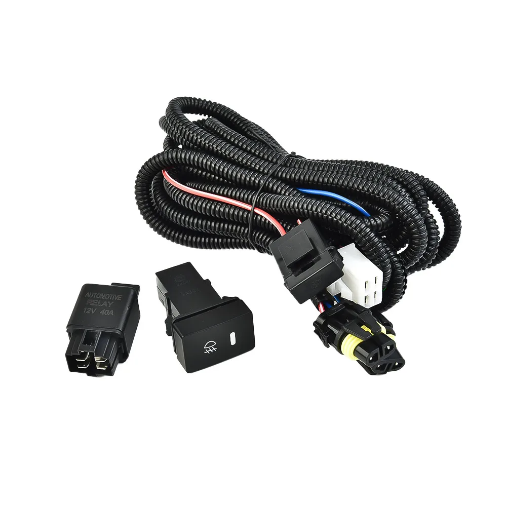 Car Fog Lamp Wiring Harness Socket Wire Kit 12V 40A Wiring Relay LED Indicator Switch For Toyota Car Lights Accessories