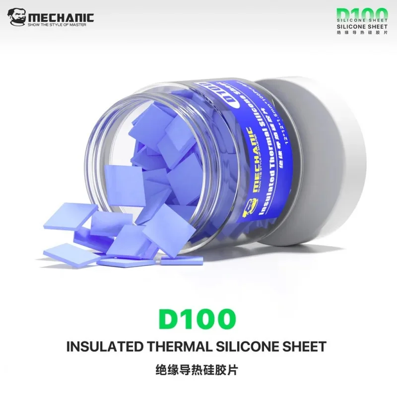 MECHANIC D100 100Pcs Thermal Silicone Pad 12x12x1.5mm Insulated Heat Conductive Sheet for CPU SSD RAM Phone Motherboard Repair