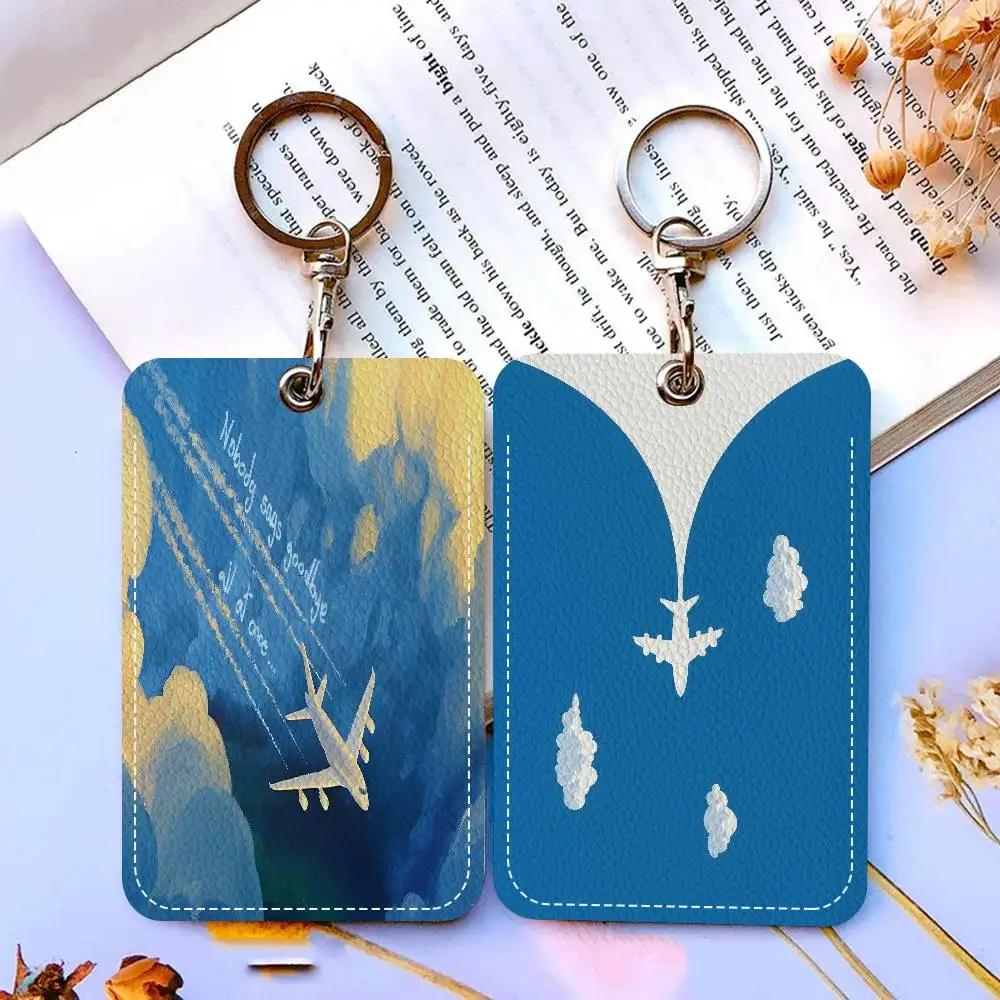 

Прямоугольный чехол для удостоверения личности на тему самолета, брелок для ключей, сумка для карт доступа, кольцо для ключей, кожаный держатель для карт, кольцо для ключей, доступ