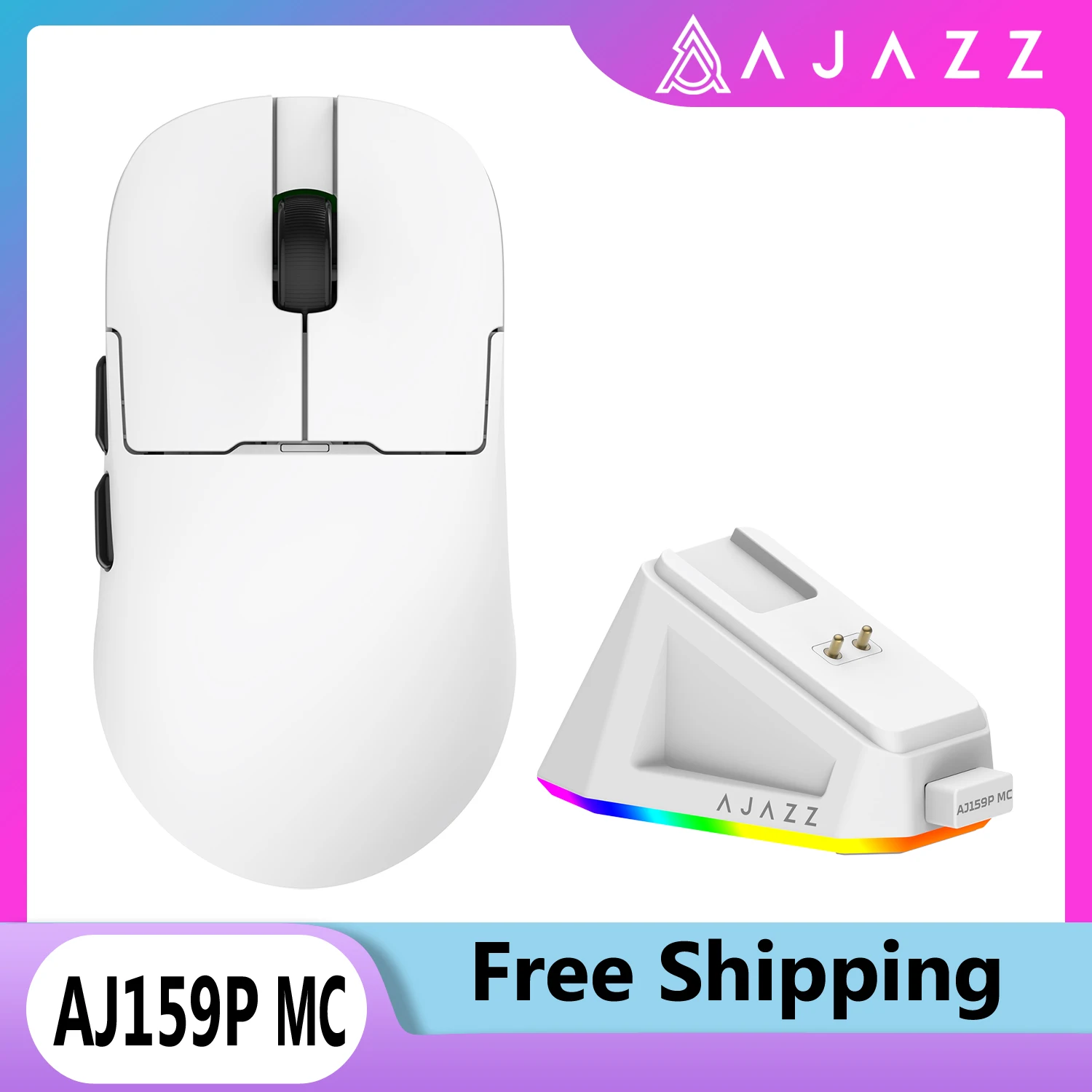 

AJAZZ AJ159P MC Трехрежимная проводная беспроводная игровая мышь BT с магнитной зарядной базой Игровая мышь Max 12000 точек на дюйм для ПК