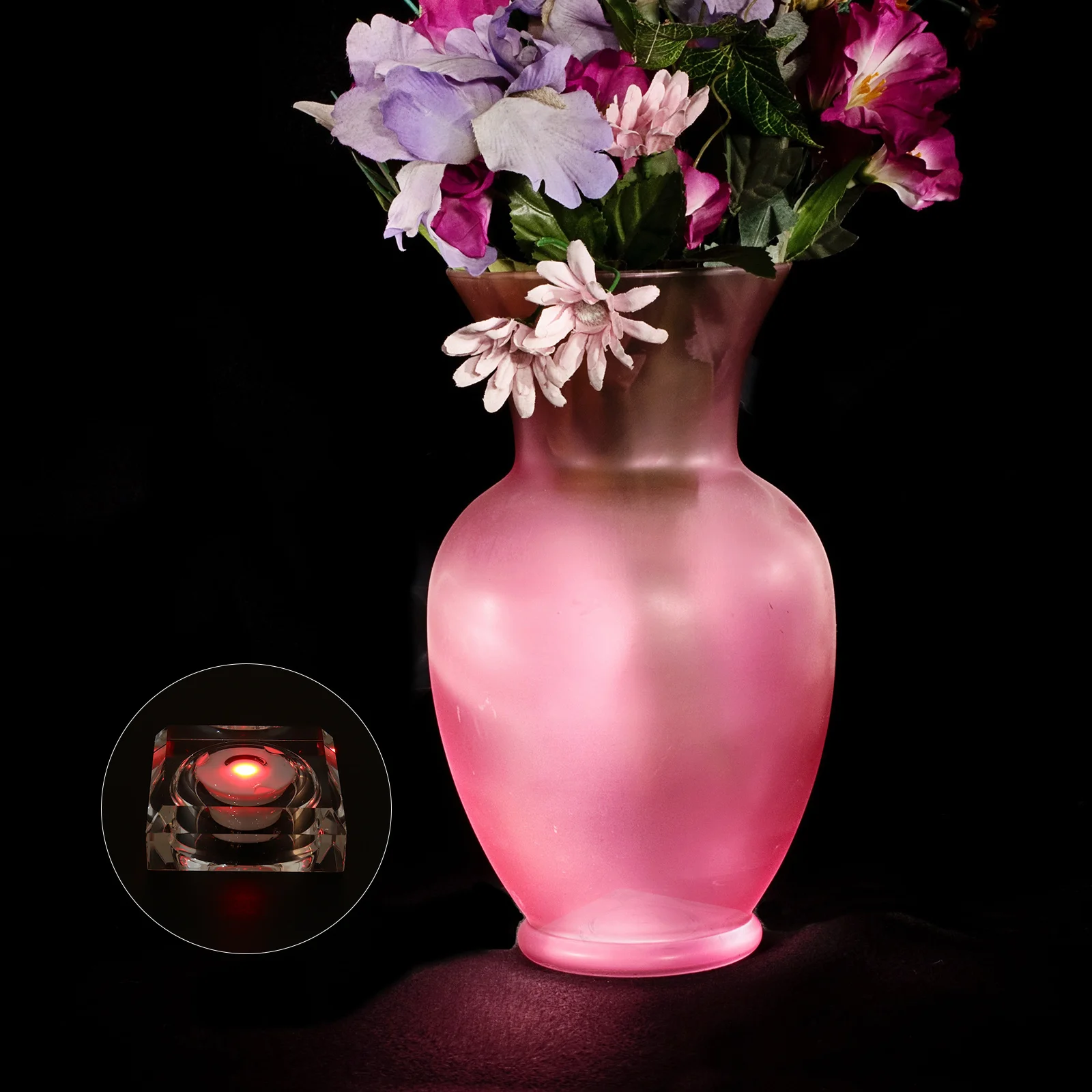 

2pcs Led Vase Lamp Base Creative Crystal Glass Decoration Light For Aquarium Fish Tank Waterproof Scene Layout Night Light