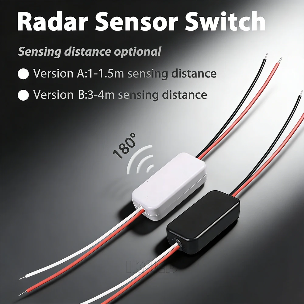 DC Wired Through-Wooden Radar Sensor Switch, 1.5m Detection Range for LED Lighting Smart Controller,Hidden Sensor with 30-Second