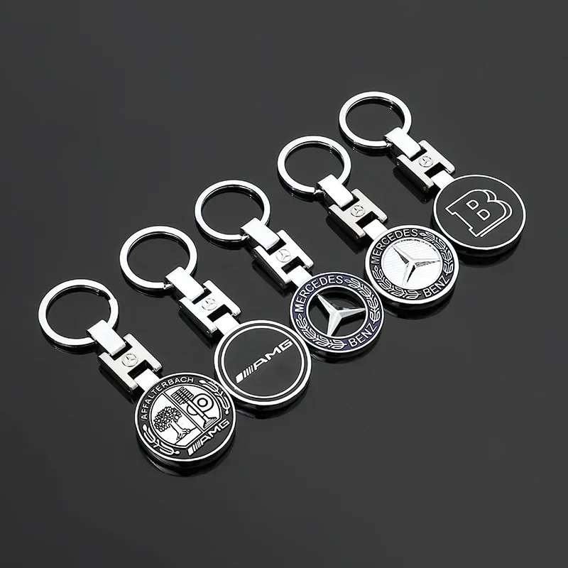 Metal Car Emblem Keychain Key Ring For Mercedes Benz AMG A C E G S GL SL W204 W205 W203 W211 W212 W213 W201 W210 W124 W126 W140