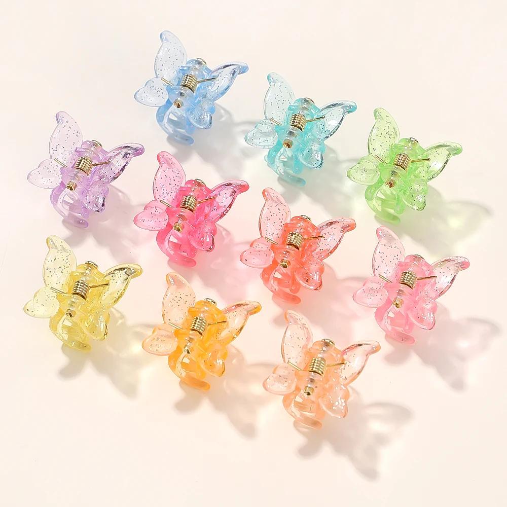 10 Stücke Neue Bunte Schmetterling Mini Haarspange Klaue Grip Haarspangen Klemmen Mädchen Haarnadel Klaue Clip Haar Styling Zubehör