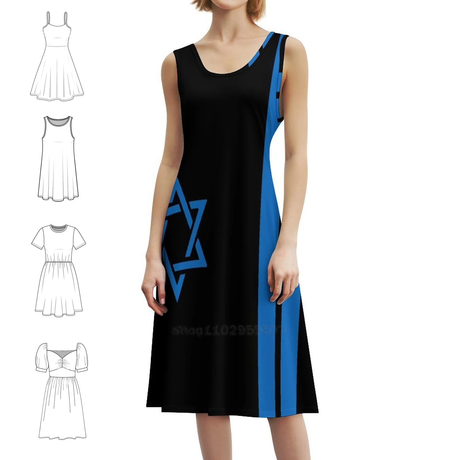 

Израиль Дэвид Звезда женское элегантное вечернее платье трапециевидной формы с короткими/длинными/опциями без рукавов Израиль еврейская звезда Давида еврейская