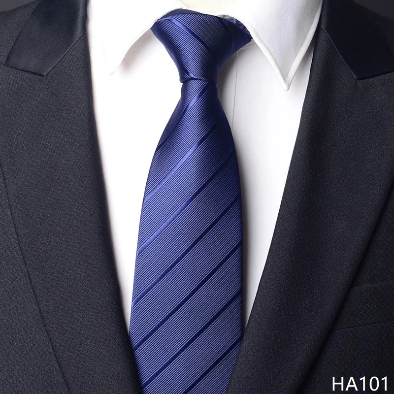 عالية الجودة الأزرق الداكن غرامة شريط عمودي التعادل للرجال الملابس الرسمية قميص الأعمال اكسسوارات 8 سنتيمتر واسعة اليدوية معقود التعادل #3