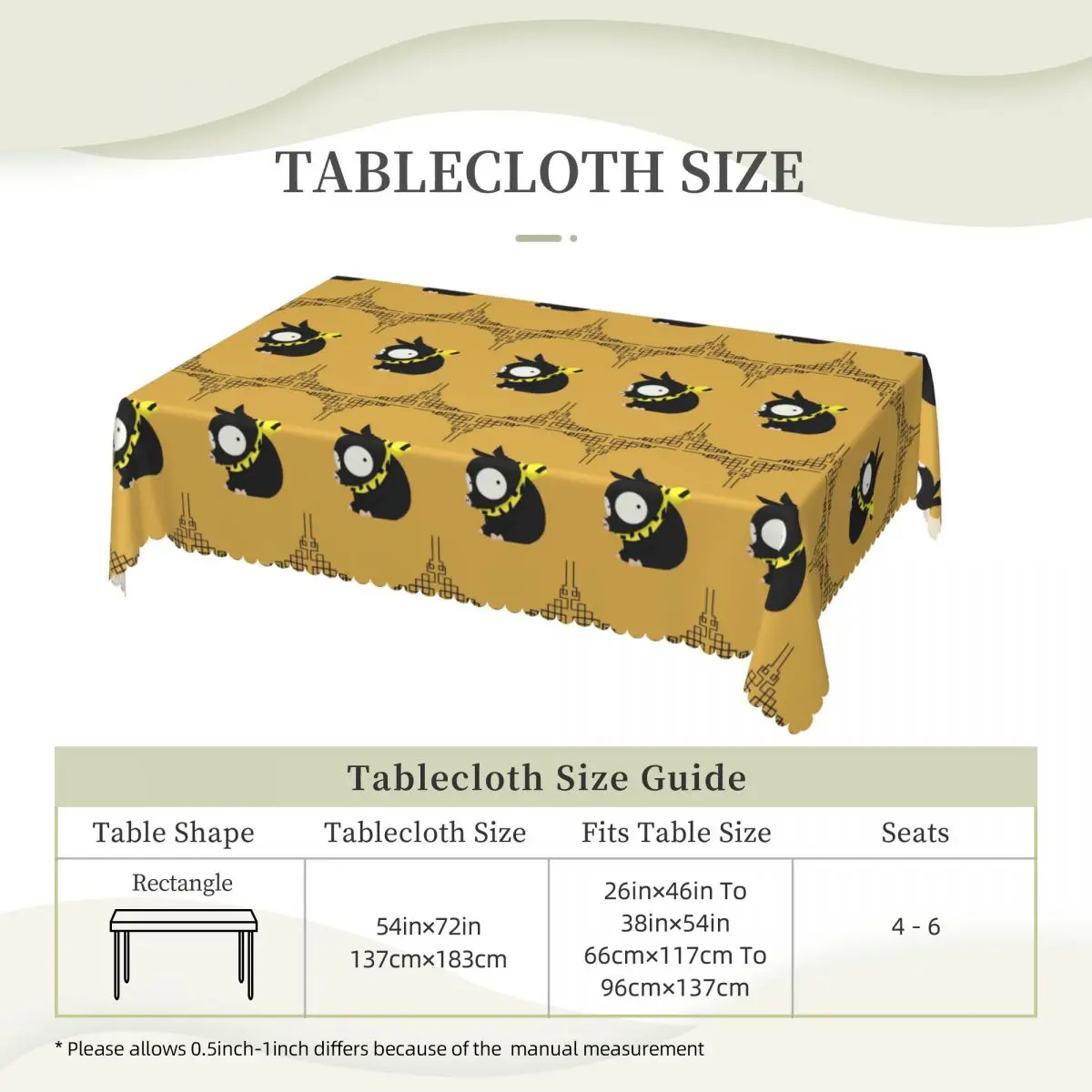 Kanji Ranma Anime Tablecloth Restaurant Kitchen Rectangular Tablecloth Festival Party Decorations Tablecloth Dining Table Cover