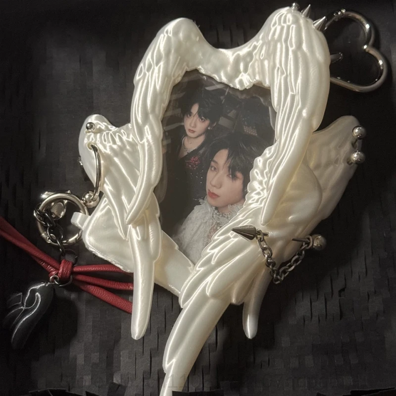 Six Winged Angel Wings Photocard Holder 3d Printed Punk Rivet Custom Fans Card Collecting Display Bag Pendant Cute Toy Gifts Acg view 2