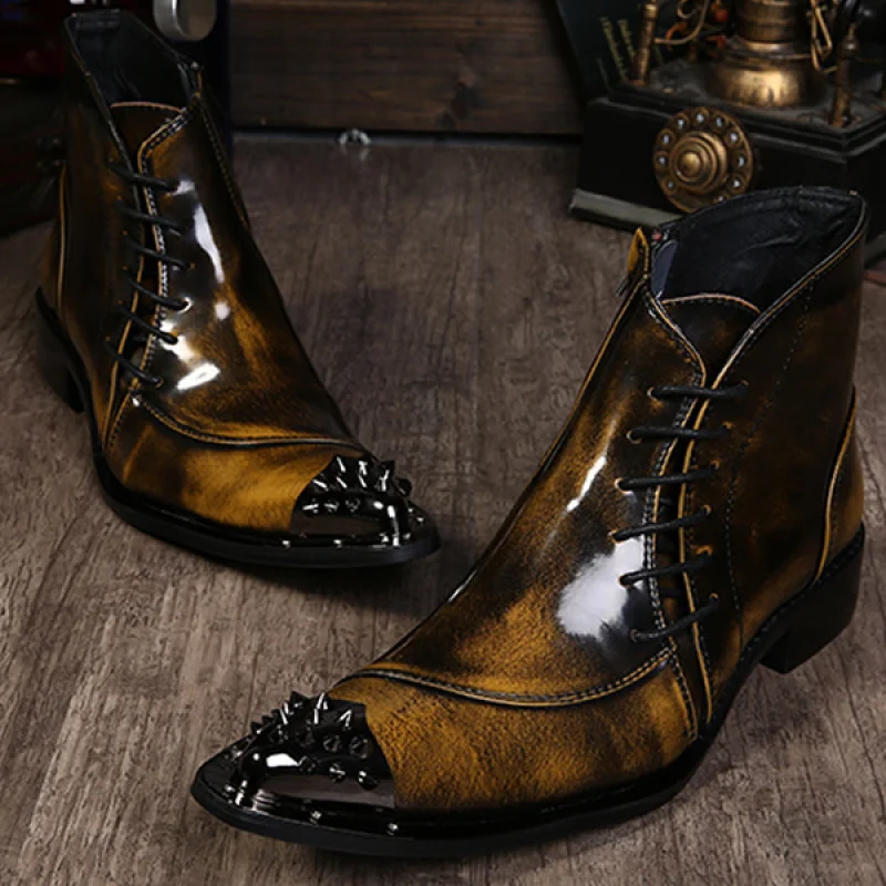 

Высокие ботинки 5 см из натуральной коровьей кожи, модная мужская качественная обувь до щиколотки, мужские зимние ботинки с острым носком на молнии