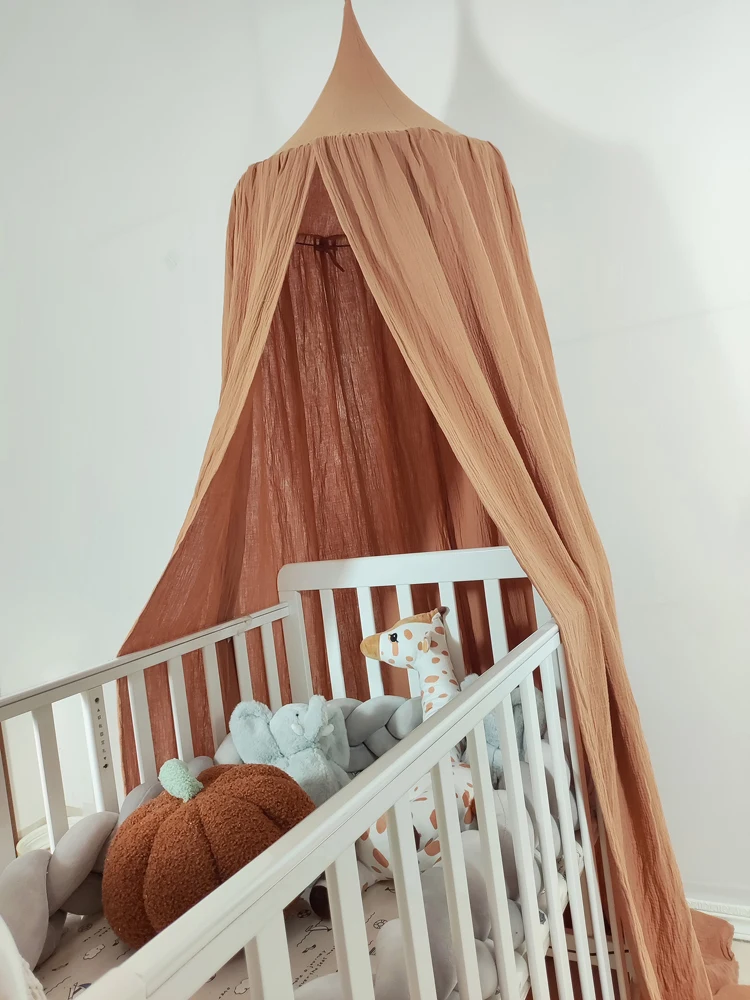 Certificated Premium Muslin 100% Cotton Hanging Canopy Tent Bed Baldachin for Baby Nursery Kids Room