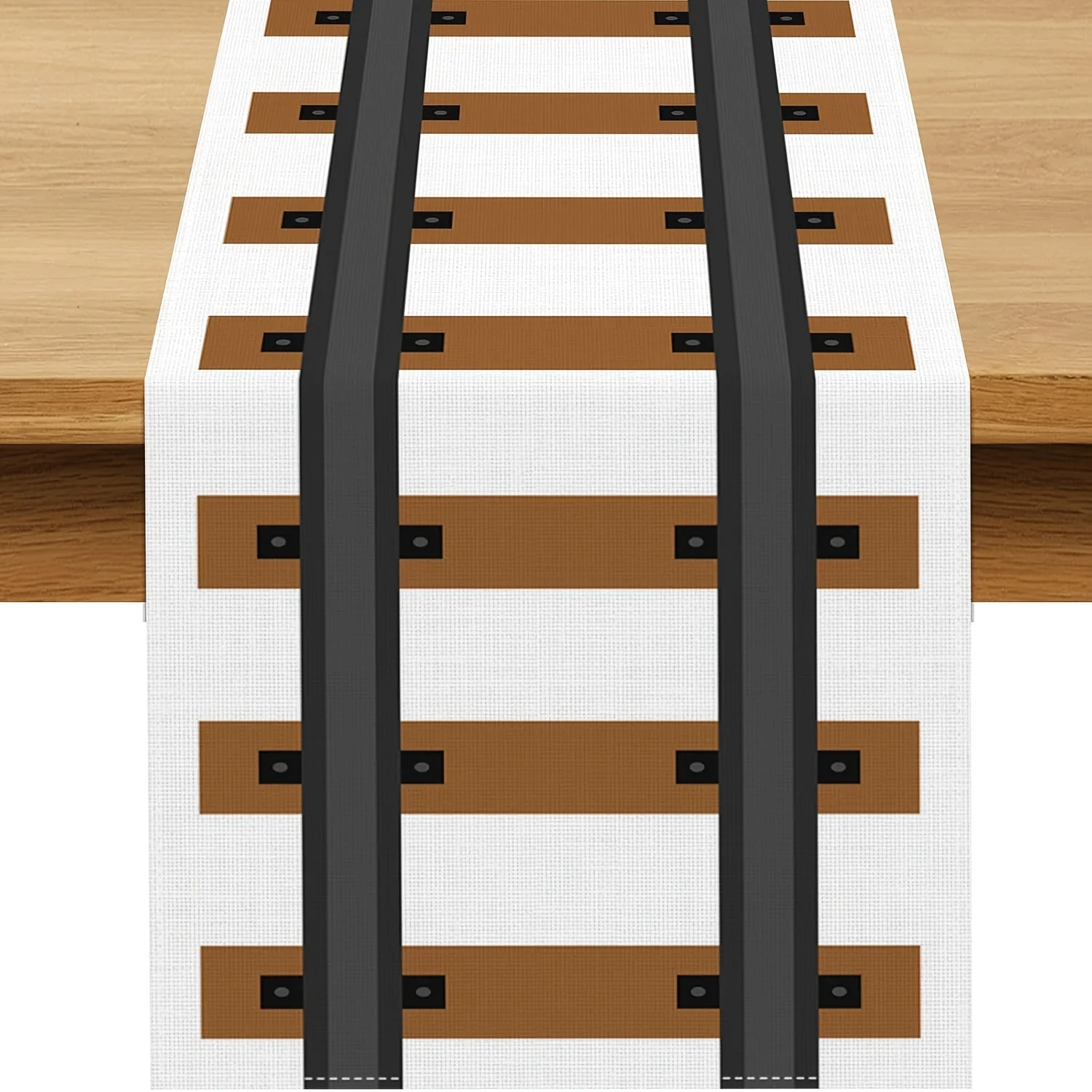 1 Piece Railway Train Track-Themed Birthday Party Table Runner, Suitable for Farmhouse, Indoor, Kitchen, Celebrations, Table Decoration, Restaurant, and Banquet Decoration Supplies