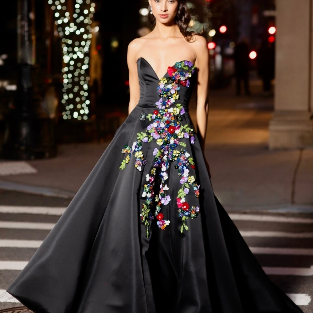 

Customized Jiayigong Exquisite Prom Fashion Strapless A-line Evening es Flower Embroidery S Custom