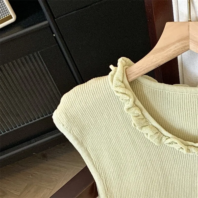 Ice Silk Slim Knit Sweater Vests Women 2024 Summer Sleeveless O-neck T-shirt Pullovers Solid Elegant Fashion Ladies Knitwear