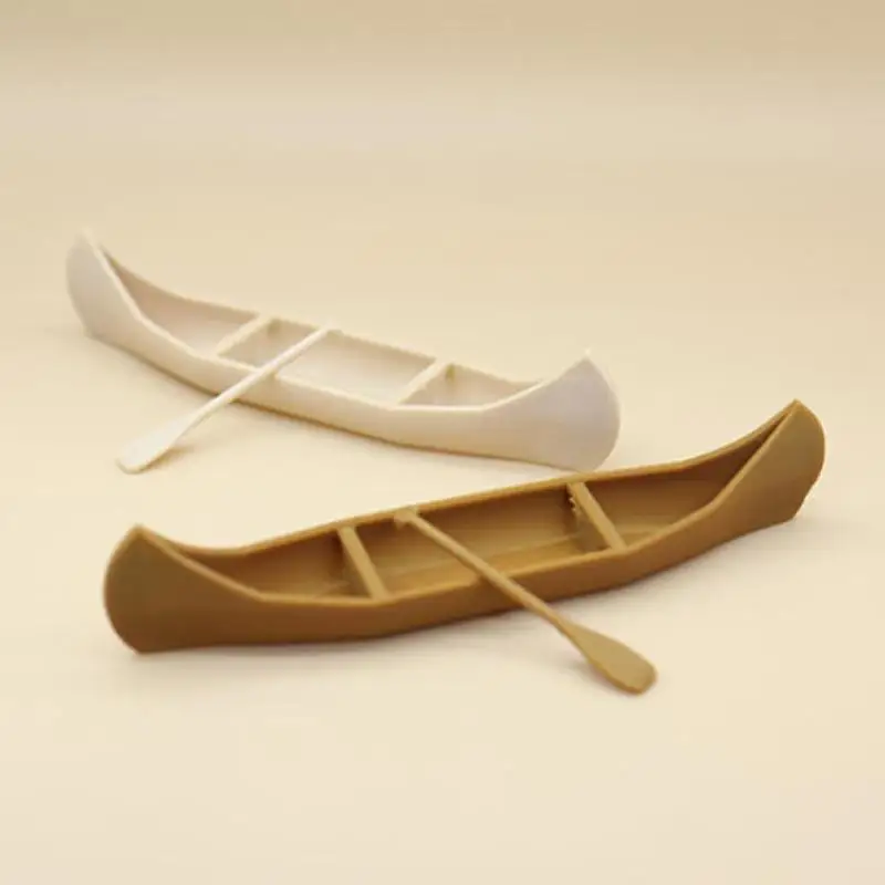Miniature Decor Enthusiast's 1 Set Sailing Boat Model with Dollhouse Canoe Ornament