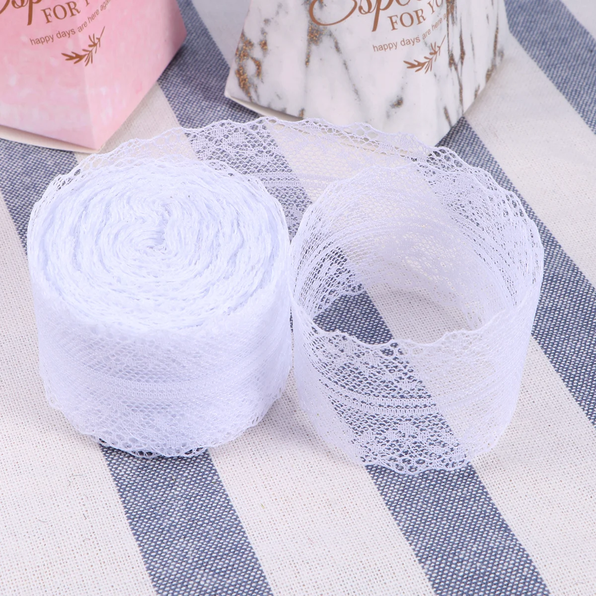 

1 Roll Nylon Yarn Lace Trim Ribbon White Delicate Stitching No Stretch Bridal Decoration Wedding Dress Craft Gift Wrap Scrapbook