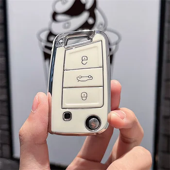 실리콘 키 케이스 포브 커버, 시트 아테카 레온 2018 2019, VW 골프 폴로 티구안 아틀라스, 스코다 슈퍼 코디아크 옥타비아 카록