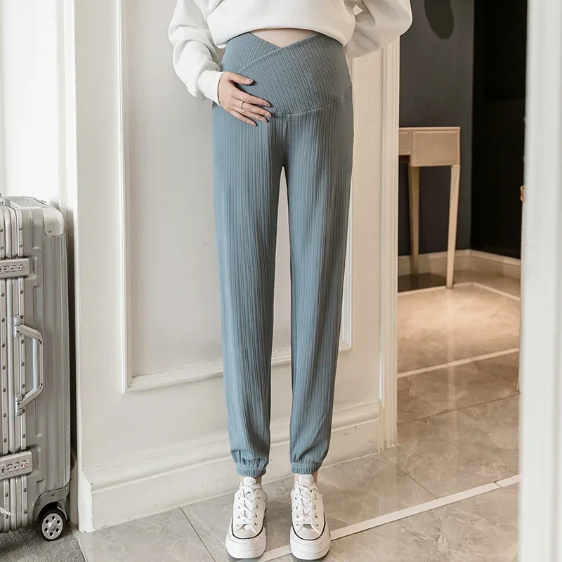 New Sports Casual Cotton Maternity Pants Spring Autumn Thin Belly  Clothes for Pregnant Women Preganncy Trousers Clothing