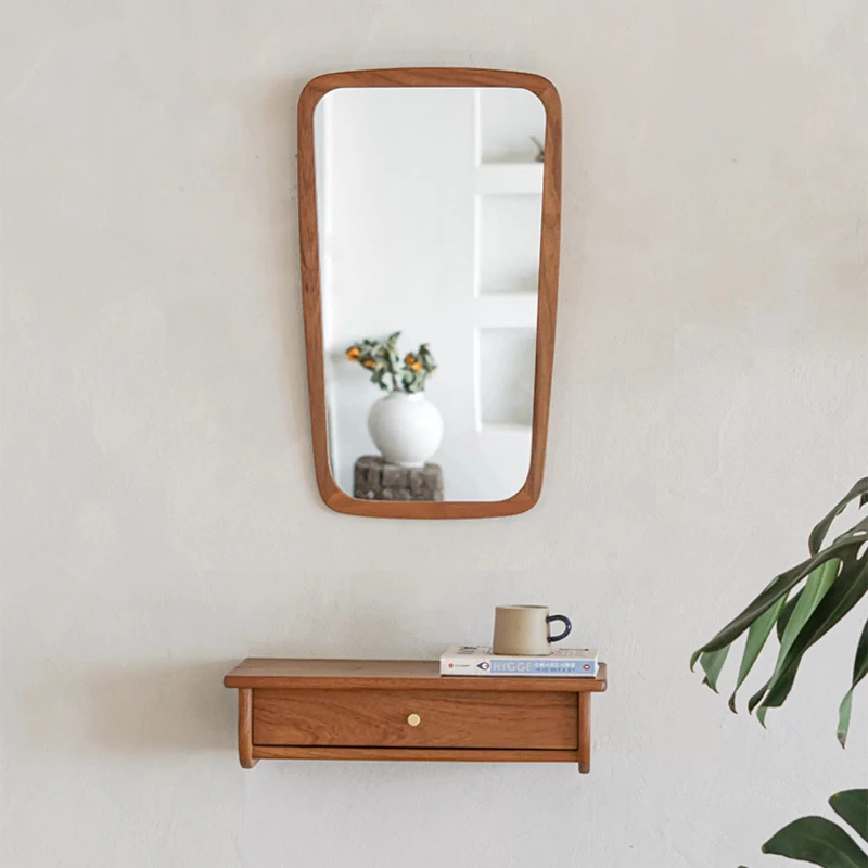 Solid Wood Floating Shelf with Drawer, Multi-Functional Wall Mounted Nightstand & Bedroom Organizer, Space-Saving Decor Storage