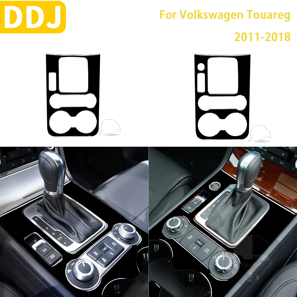 Dla Volkswagen Touareg 2011-2018 akcesoria samochodowe Piano Black plastikowe panele przekładni kontrola centralna naklejki wykończeniowe
