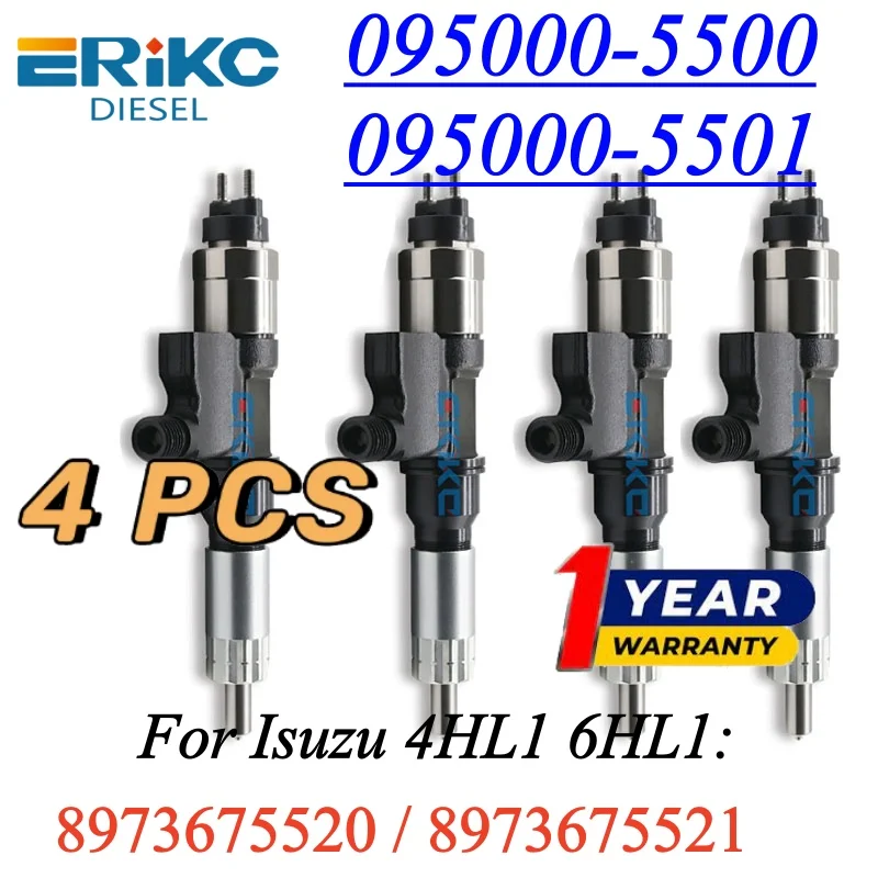 

4PC 095000-5500 Common Rail Injector 095000-5504 High Pressure CR Sprayer 8-97367552-1 for ISUZU 4HL1 6HL1 8973675522