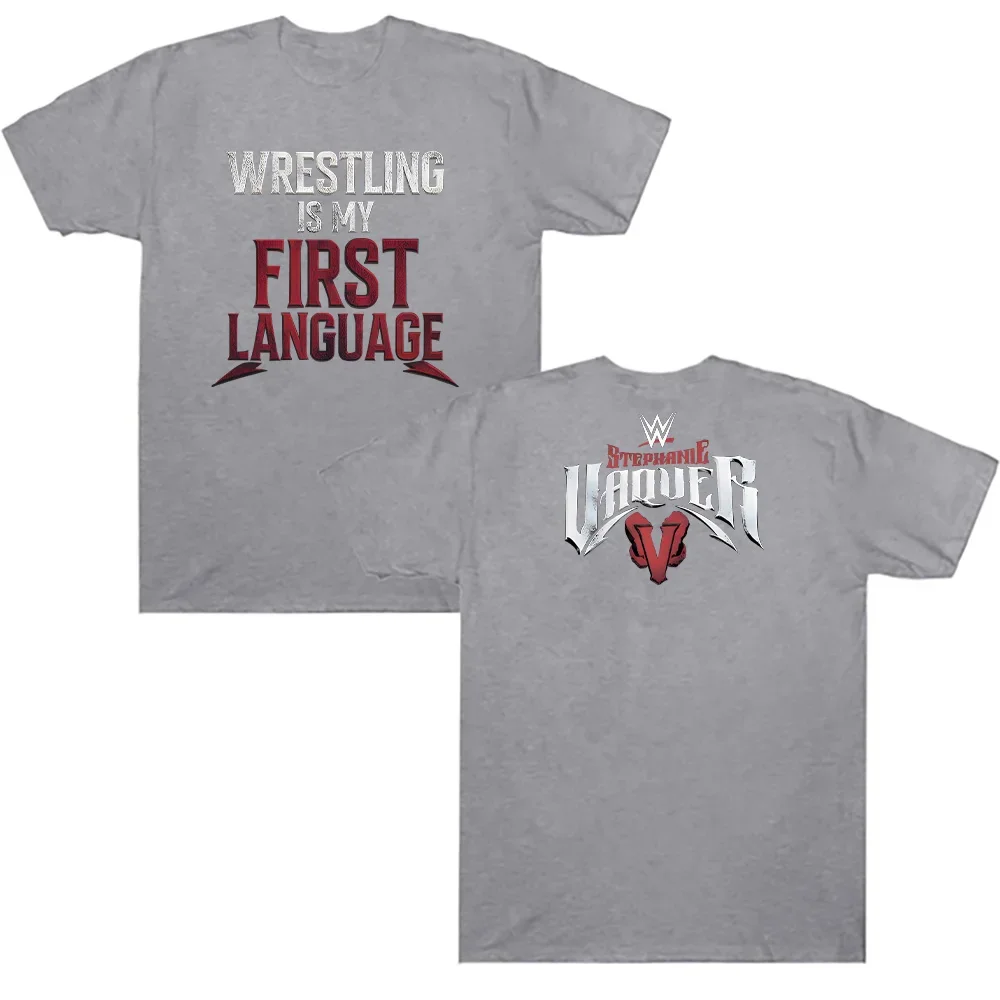 الصيف الرجال ستيفاني فاكر المصارعة هو لغتي الأولى تي شيرت المشجعين ملابس علوية من القطن الرجال النساء Y2K قصيرة الأكمام تنفس المحملة