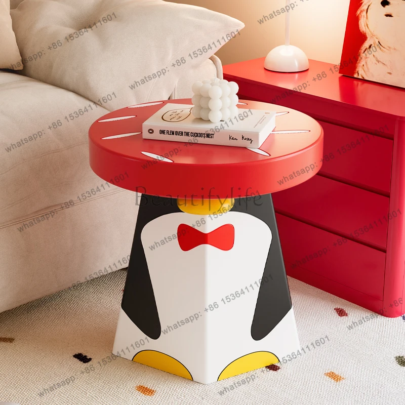 Dopamine Home Decor Penguin Statue Coffee Table Small Side Table Children's Room Furniture Cartoon Bedside Table Creative Gift