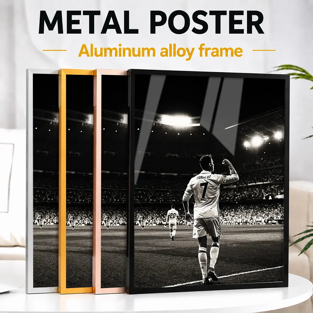 Cristiano Ronaldo Stadium Celebration Framed Metal Print Customized Victory Tribute Wall Art Perfect In Gym For Athlete Gift