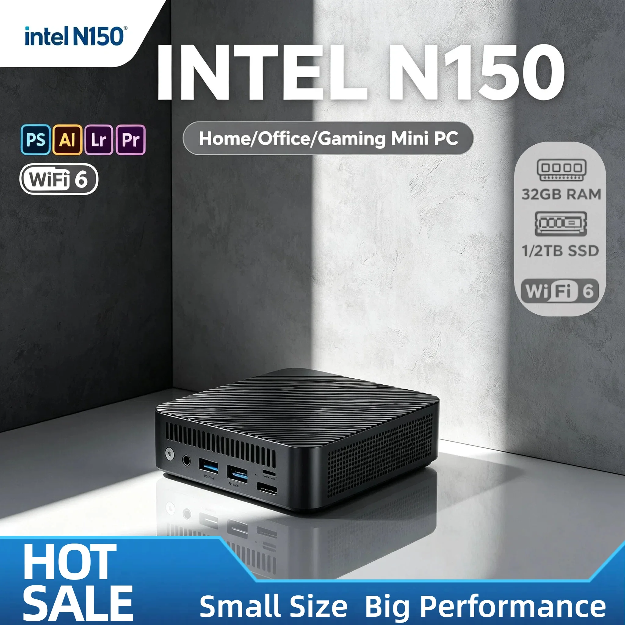 Intel N150 Mini PC 16GB DDR4 512GB M.2 NVMe SSD Triple 4K Output WiFi6 BT 5.2 Silent Cooling Office Home Desktop Pro Ultra Gamer