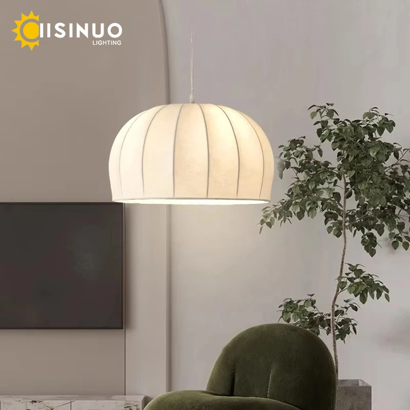 Wabi-Sabi Silk Pendant Lamps Vintage-Inspired Ambient Hanglamp Handcrafted Artistic lampara techo for Bedroom Studio Dining Room