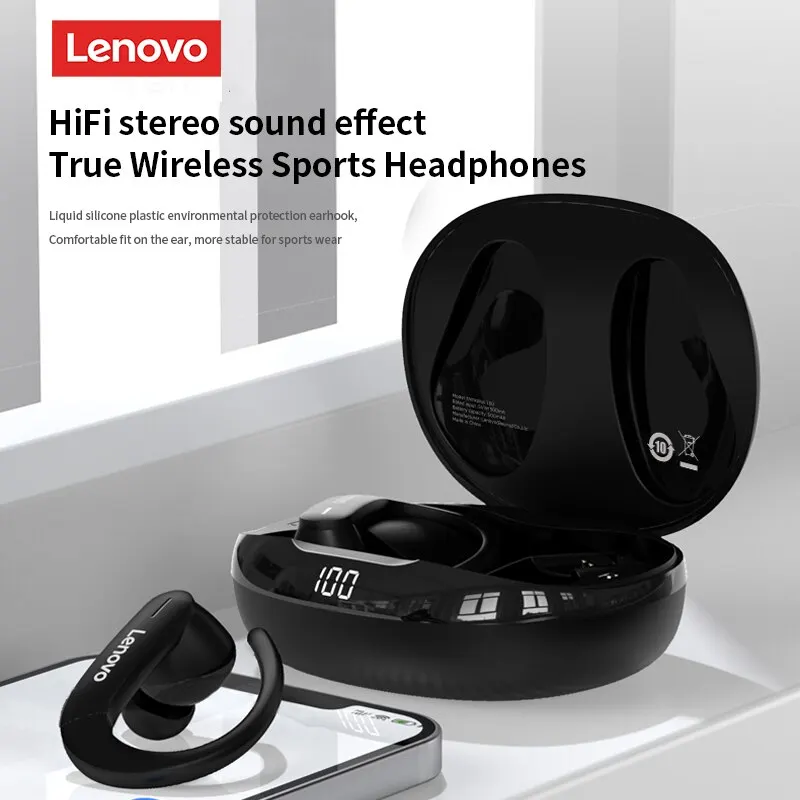 Lenovo T50 Sports Earphones Wireless Bluetooth 5.2 Ear Hook Headphones Noise Reduction Gaming Headset Waterproof Earbud With Mic