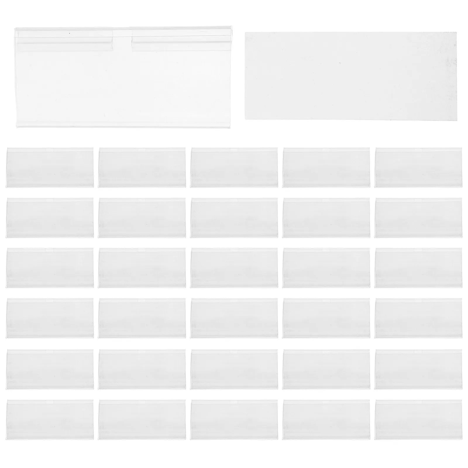 100Sets Price Display Holder Transparent Plastic Card Sign Stand for Retail Shelf Label Management Smooth Edge Safe Handling
