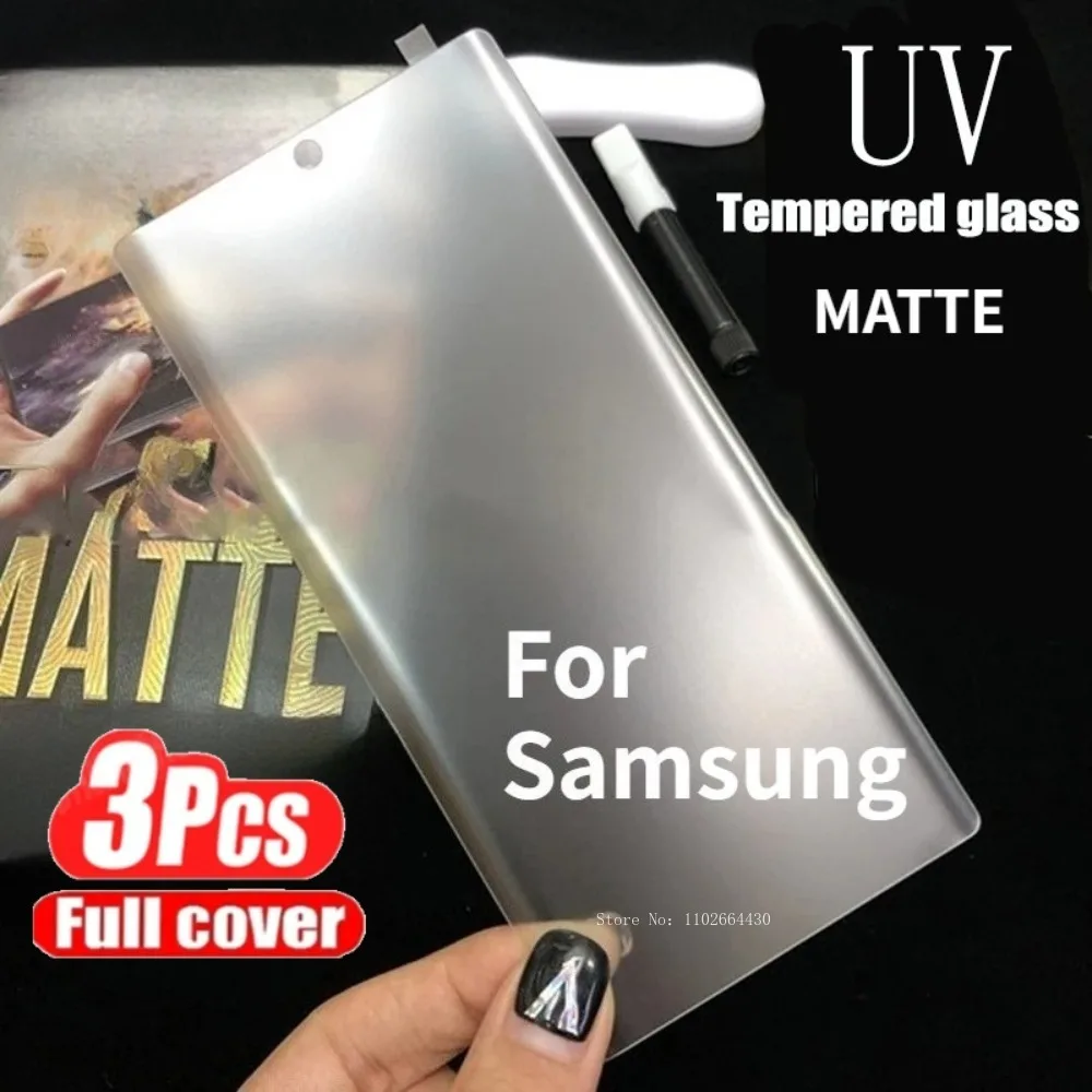 

2Pcs UV Full Glue Cover Curved Matte Screen Protector for Samsung Galaxy S25 S24 S23 S22 S21 S20 for Note Series Tempered Glass