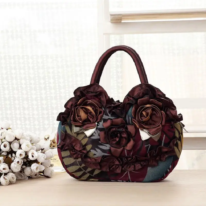 New Korean version women's satin flower clutch bag, satin bag dinner bag, bride's dress bag, fairy bag
