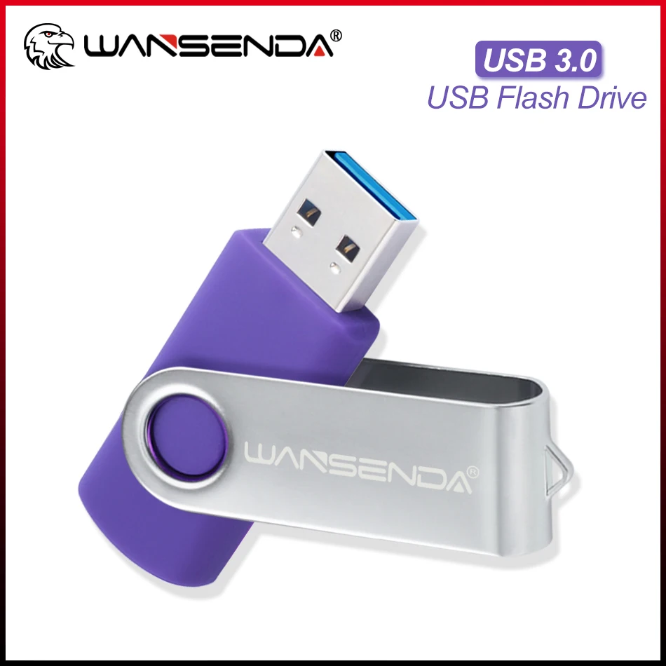 

WANSENDA USB 3.0 Flash Drive Thumbdrive 256GB 128GB 64GB 32GB 16GB 8GB Pendrive Portable Swivel Memory Stick FlashDisk