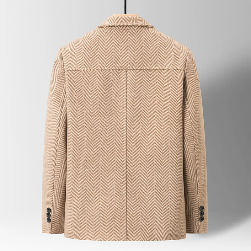 Classic Mens Office Dress Jackets Quality Casual Business Lapel Windbreak Coats Top Autumn Winter Blended Wool Jacket Streetwear