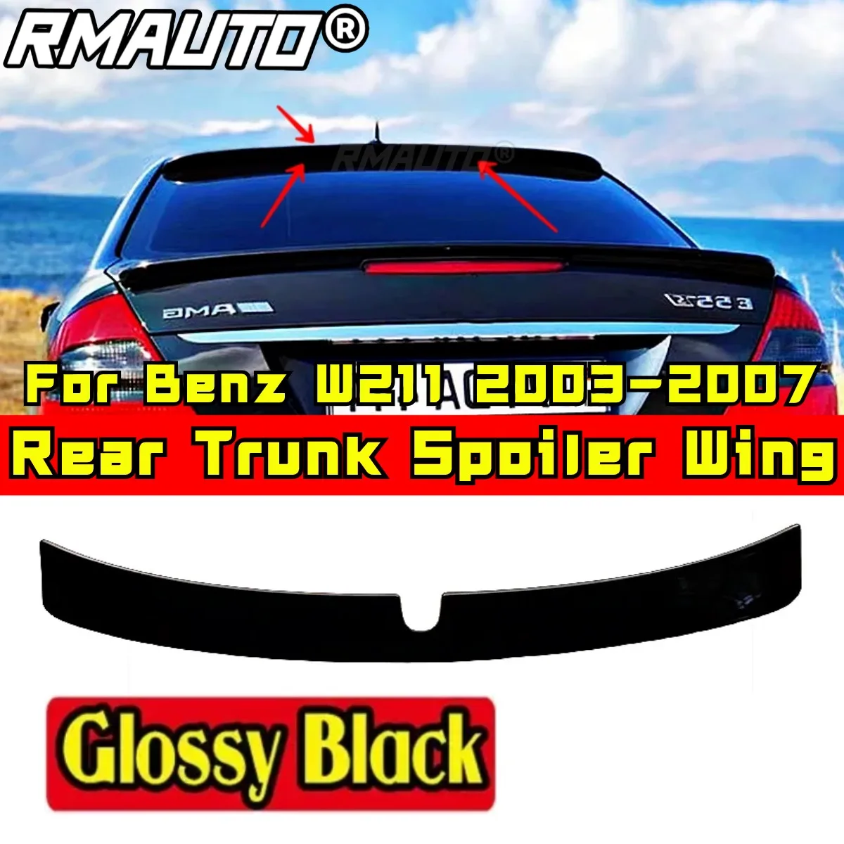 

For Mercedes Benz E-Class W211 E180 200 260 300 320 2003-2007 Rear Spoiler Wing Body Kit Car Rear Roof Spoiler Car Accessories