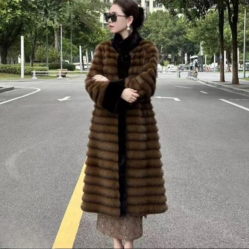 Loose Style Thickened Style Long Copy Mink Coat Long Style Extended Version Women's Winter Solid-color Warm Regular Short Coat